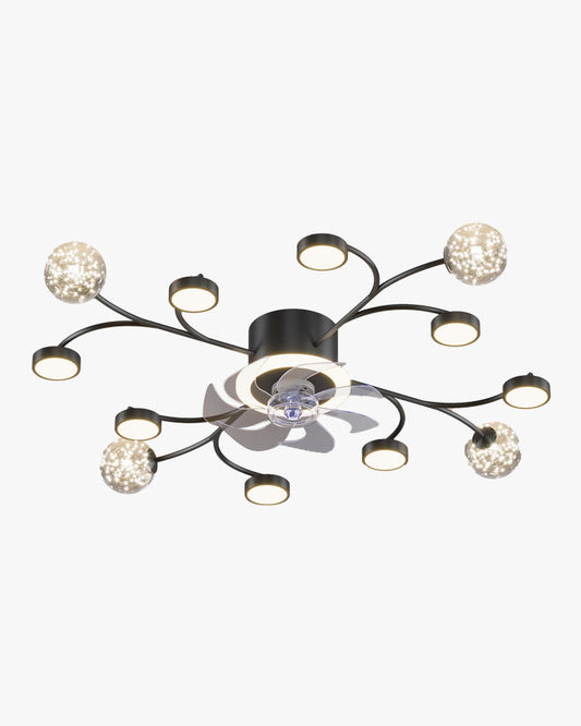 Diff Low Profile Flush Mount Ceiling Fan Chandelier with Remote-DF5051