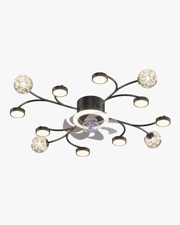 Diff Low Profile Flush Mount Ceiling Fan Chandelier with Remote-DF5051