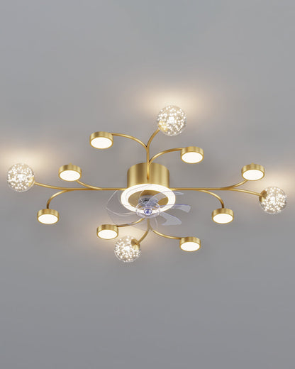Diff Low Profile Flush Mount Ceiling Fan Chandelier with Remote-DF5051