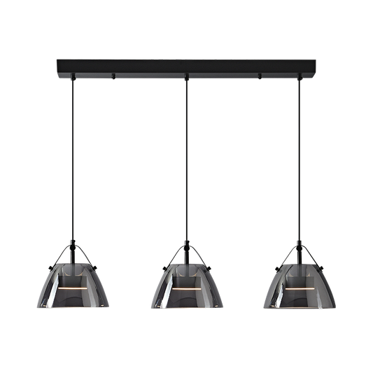 Diff 3 Light Smoked Glass Pendant Light-DF2238