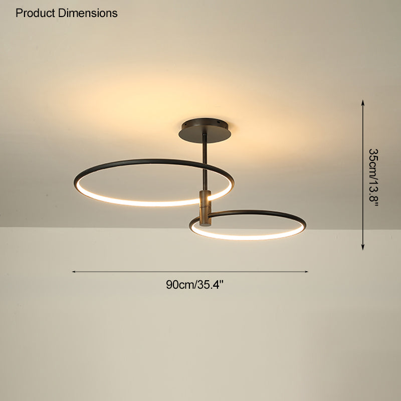 Diff 3 Black LED Rings Chandelier-DF2179