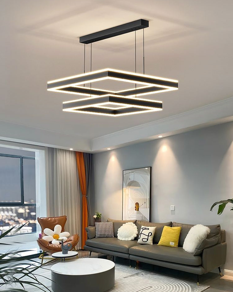 Diff Tiered Black Square Chandelier-DF2016