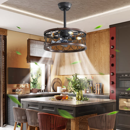 18inch Caged Ceiling Fan with Lights-DG1002
