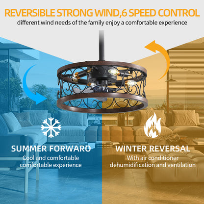 18inch Caged Ceiling Fan with Lights-DG1002