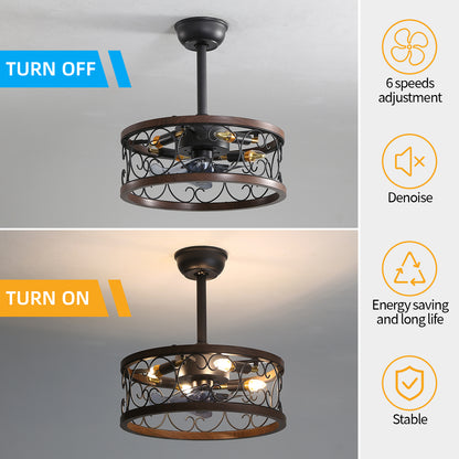 18inch Caged Ceiling Fan with Lights-DG1002
