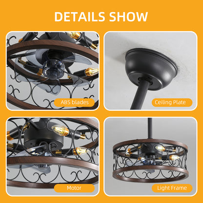 18inch Caged Ceiling Fan with Lights-DG1002