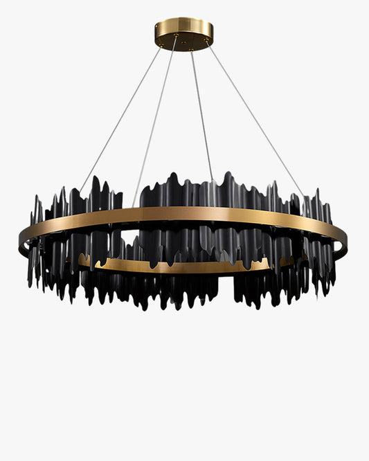 Diff Iceberg 2 Tier Round Black and Gold Chandelier-DF2183