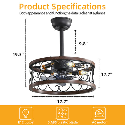 18inch Caged Ceiling Fan with Lights-DG1002