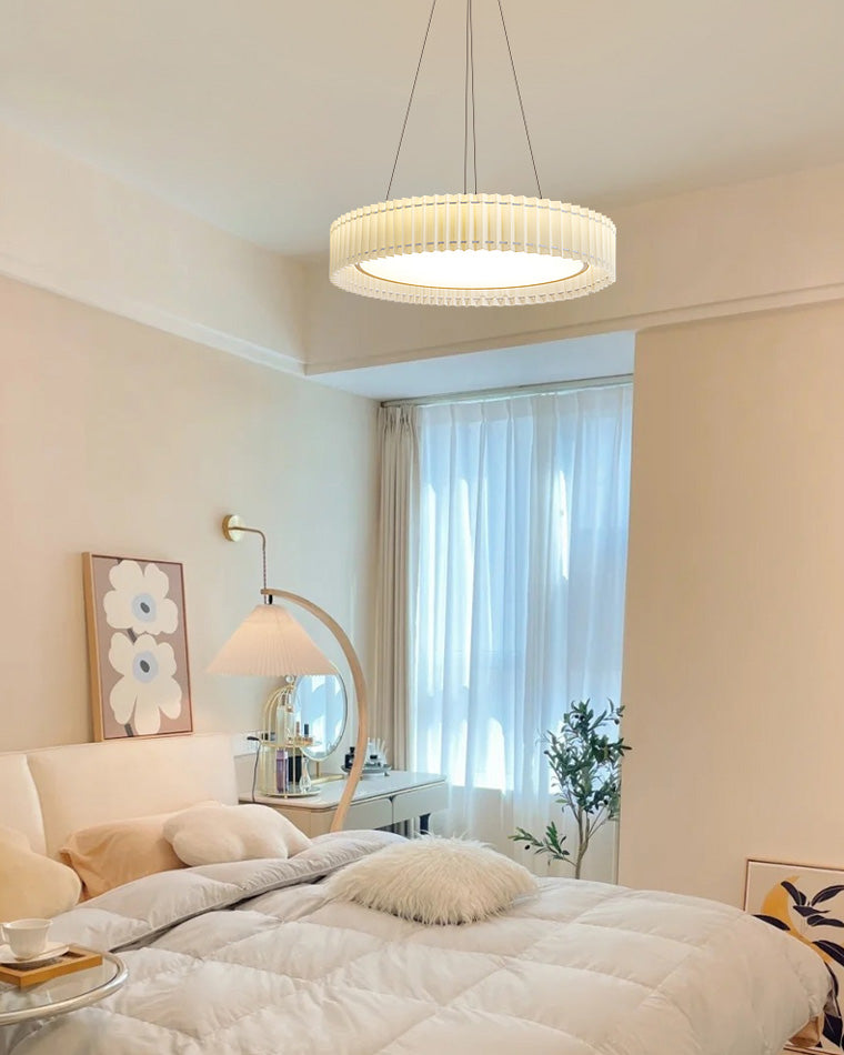 Diff Round Pleated Fabric Pendant Light-DF2050