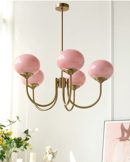 Diff Pink Glass Globe Arm Chandelier-DF2052