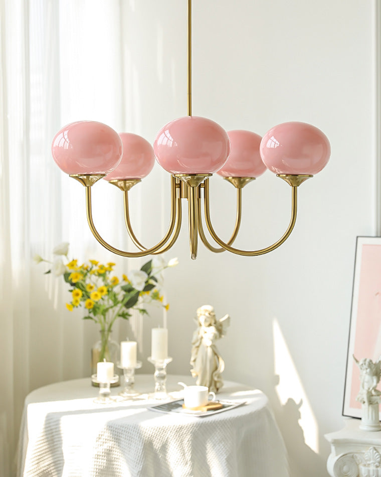 Diff Pink Glass Globe Arm Chandelier-DF2052