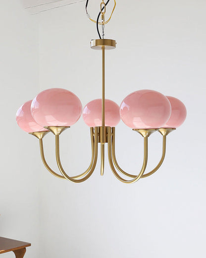 Diff Pink Glass Globe Arm Chandelier-DF2052