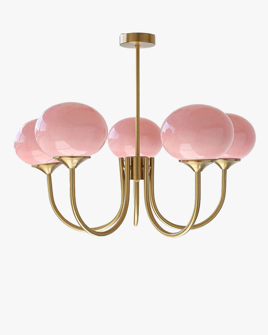 Diff Pink Glass Globe Arm Chandelier-DF2052