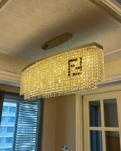 Diff 2-Tier Round/Rectangular Crystal Chandelier-DF2071