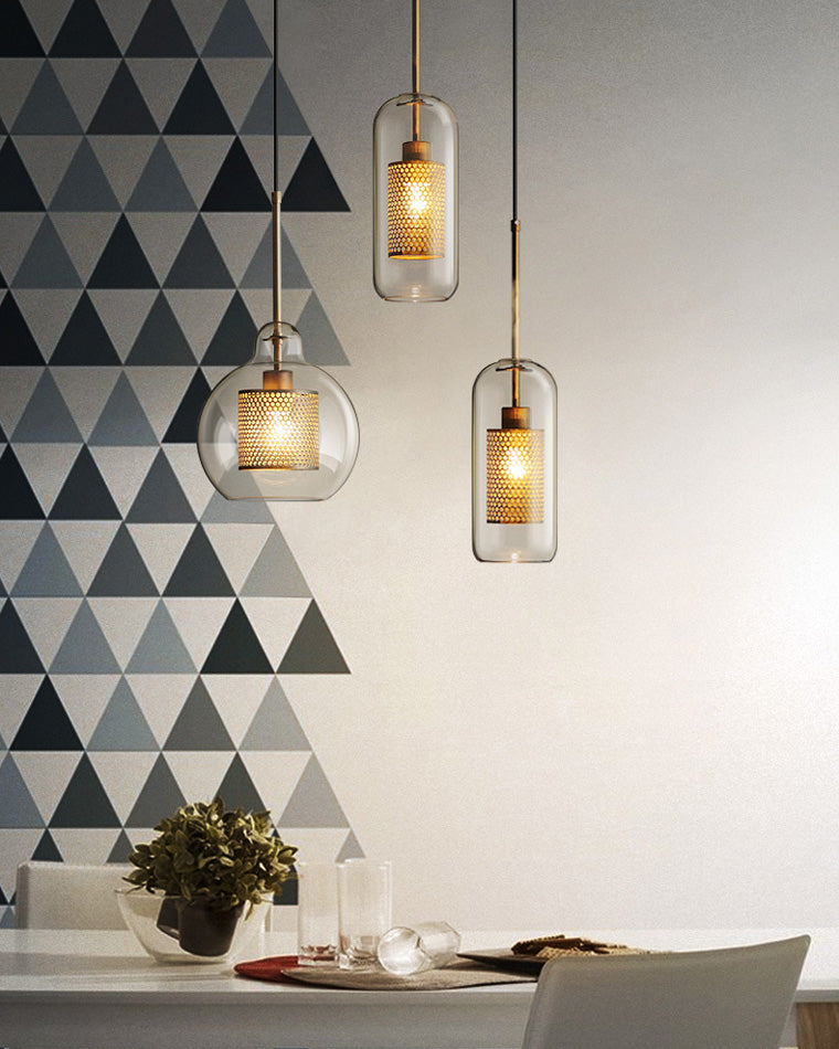 Diff Elegant Round/Cylinder Glass Pendant Light-DF2095