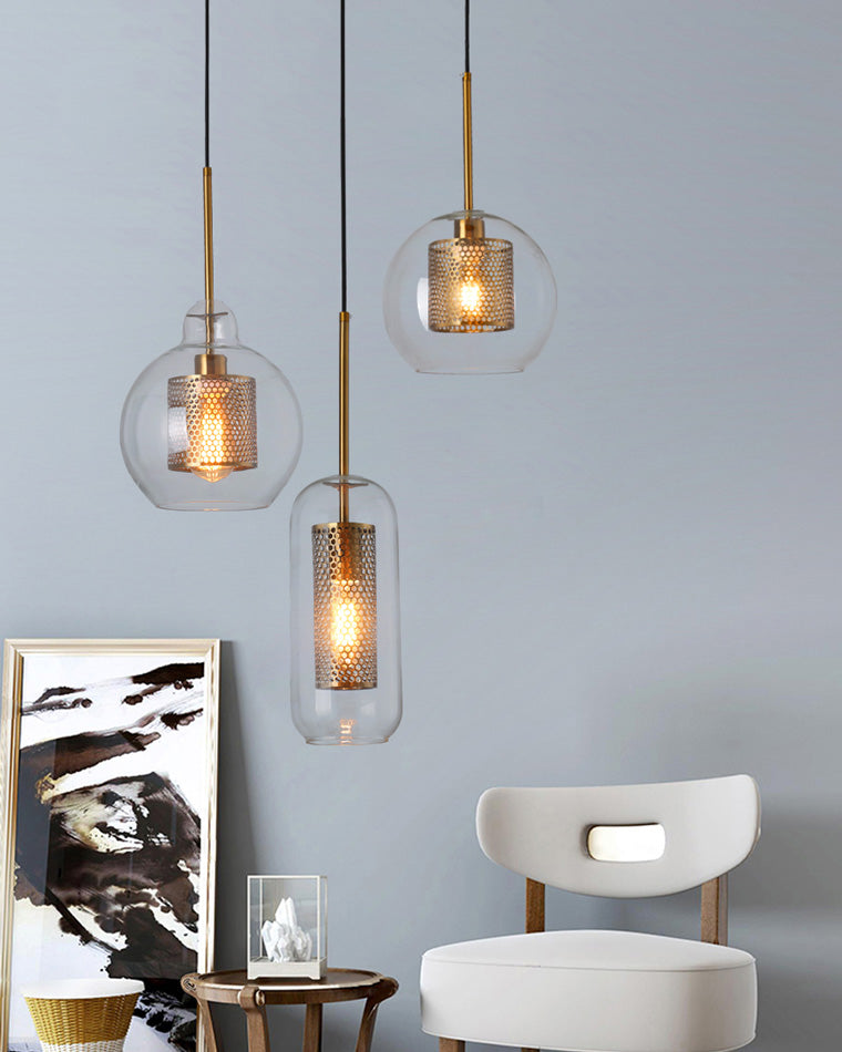 Diff Elegant Round/Cylinder Glass Pendant Light-DF2095