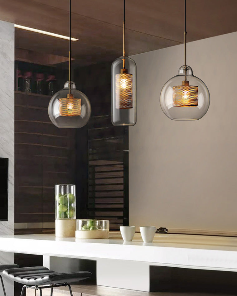 Diff Elegant Round/Cylinder Glass Pendant Light-DF2095