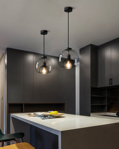 Diff Smoked/Amber Blown Glass Pendant Light-DF2108