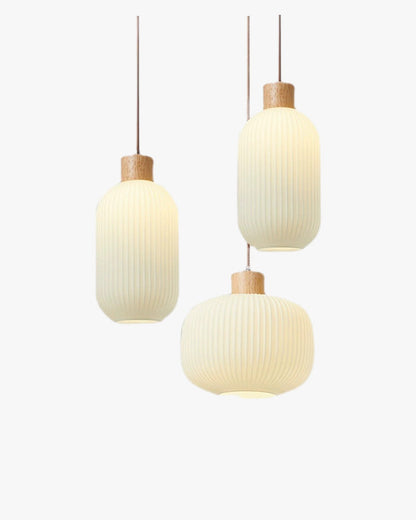 Diff Ribbed Milk Glass Lantern Pendant Light-DF2115