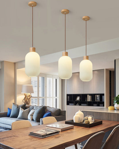 Diff Ribbed Milk Glass Lantern Pendant Light-DF2115