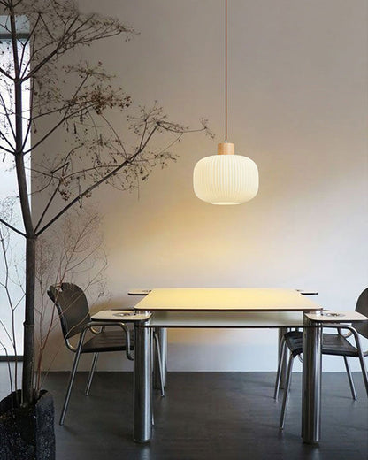 Diff Ribbed Milk Glass Lantern Pendant Light-DF2115