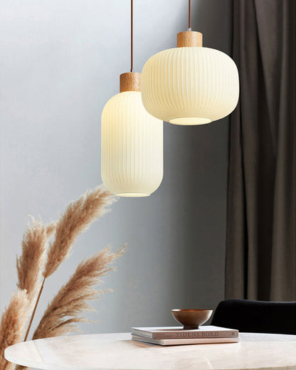 Diff Ribbed Milk Glass Lantern Pendant Light-DF2115