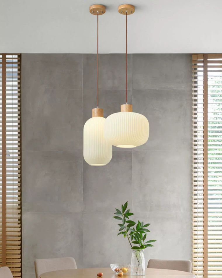 Diff Ribbed Milk Glass Lantern Pendant Light-DF2115