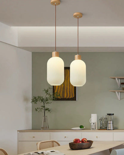 Diff Ribbed Milk Glass Lantern Pendant Light-DF2115