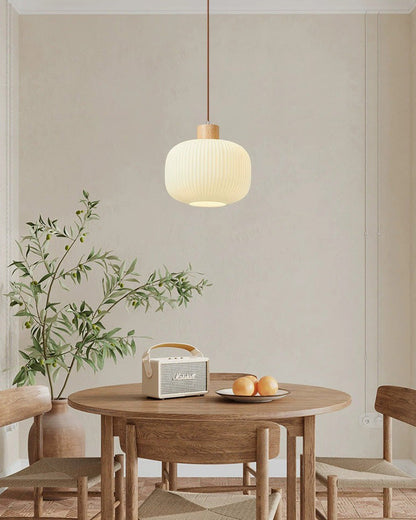 Diff Ribbed Milk Glass Lantern Pendant Light-DF2115