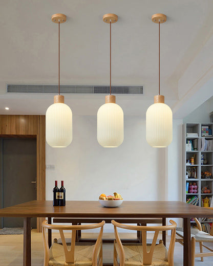 Diff Ribbed Milk Glass Lantern Pendant Light-DF2115