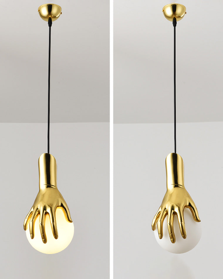 Diff Hand Holding Globe Brass Pendant Light-DF2152