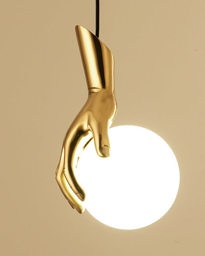 Diff Hand Holding Globe Brass Pendant Light-DF2152