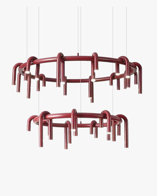 Diff U-tubes Red Round Chandelier-DF2157