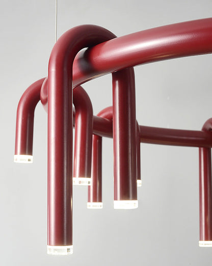 Diff U-tubes Red Round Chandelier-DF2157