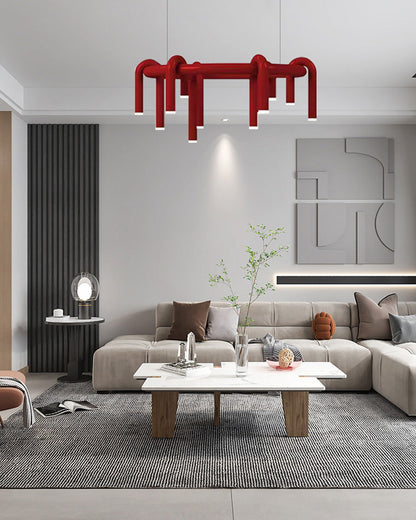 Diff U-tubes Red Round Chandelier-DF2157