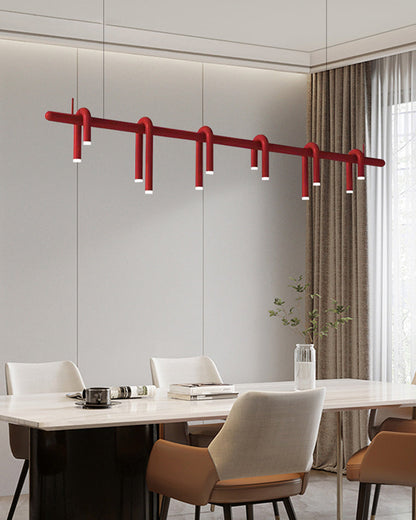 Diff U-tubes Red Round Chandelier-DF2157