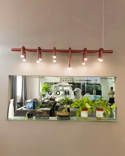 Diff U-tubes Red Round Chandelier-DF2157