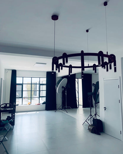 Diff U-tubes Red Round Chandelier-DF2157