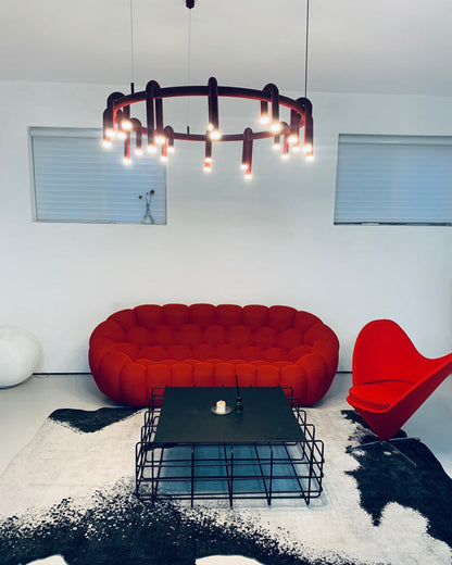 Diff U-tubes Red Round Chandelier-DF2157