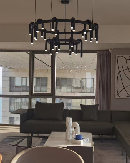 Diff U-tubes Red Round Chandelier-DF2157