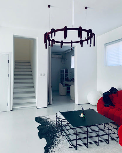 Diff U-tubes Red Round Chandelier-DF2157