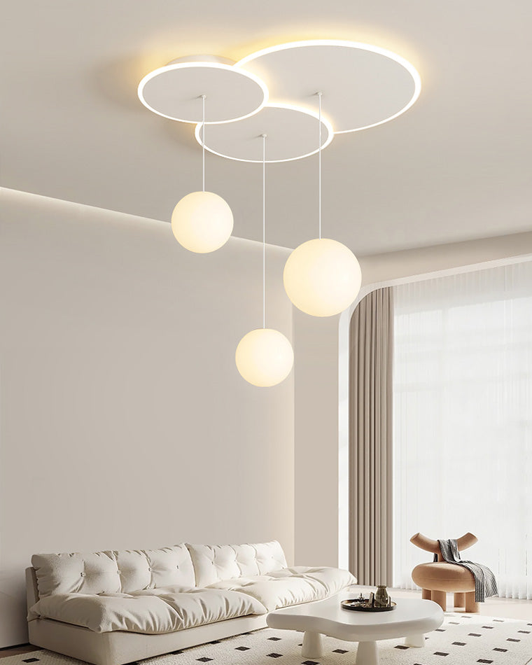 Diff Lotus Flower/Globe Staggered Pendant Light-DF2164