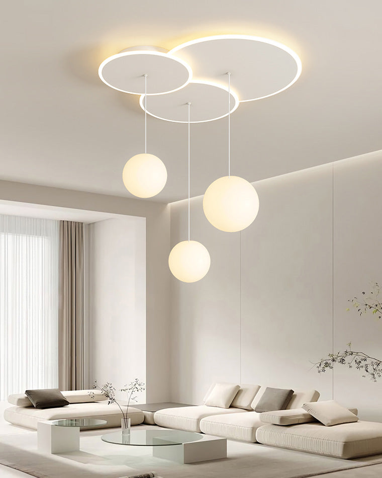 Diff Lotus Flower/Globe Staggered Pendant Light-DF2164