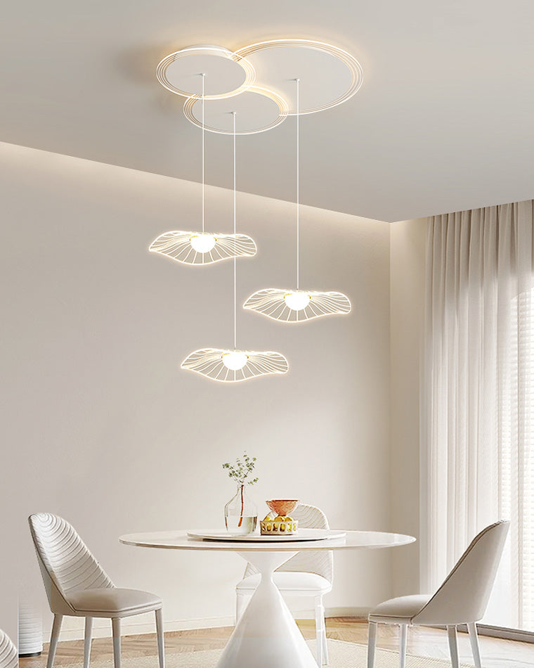 Diff Lotus Flower/Globe Staggered Pendant Light-DF2164