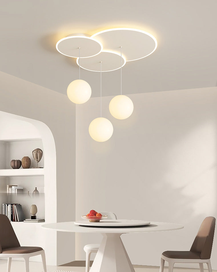 Diff Lotus Flower/Globe Staggered Pendant Light-DF2164