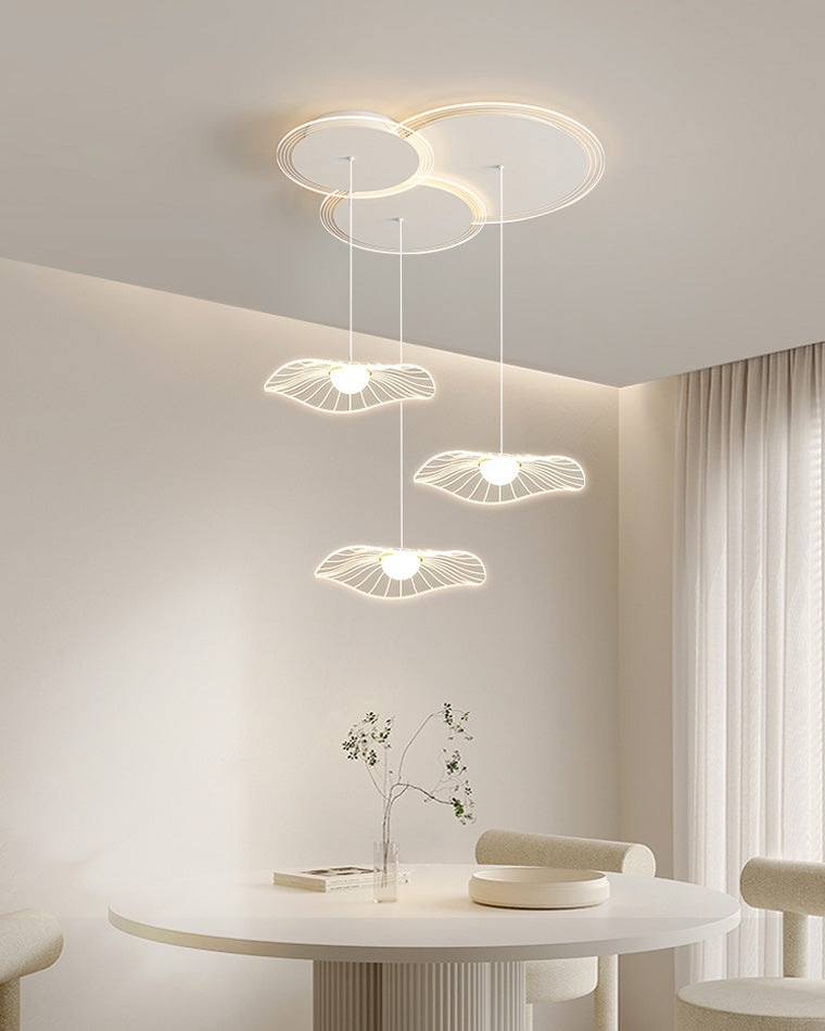 Diff Lotus Flower/Globe Staggered Pendant Light-DF2164