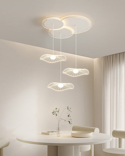 Diff Lotus Flower/Globe Staggered Pendant Light-DF2164