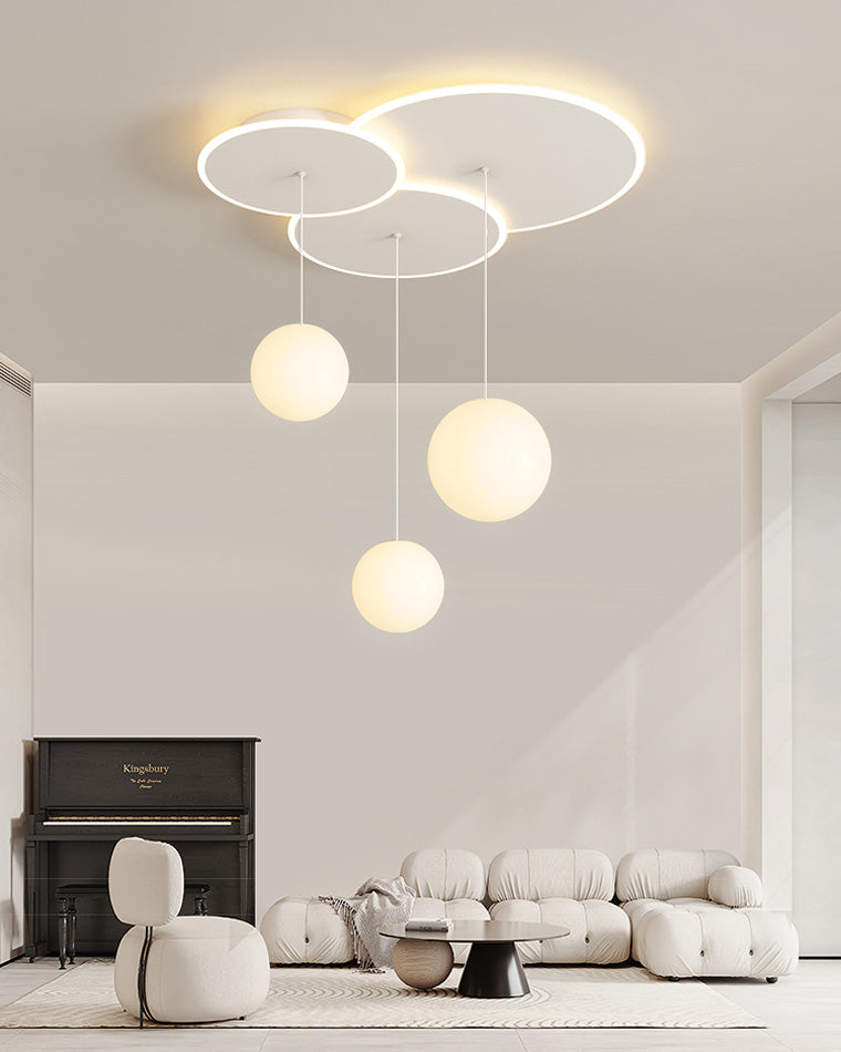 Diff Lotus Flower/Globe Staggered Pendant Light-DF2164