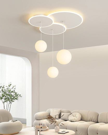 Diff Lotus Flower/Globe Staggered Pendant Light-DF2164