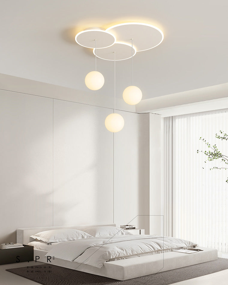 Diff Lotus Flower/Globe Staggered Pendant Light-DF2164